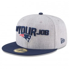 Men's New England Patriots New Era Heather Gray/Navy 2018 NFL Draft Official On-Stage 59FIFTY Fitted Hat 2979366